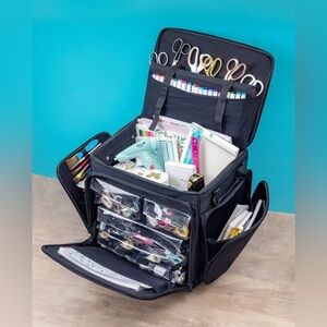 Crop In Style American Crafts XXL Rolling Tote Bag, Black, Tote with Wheels